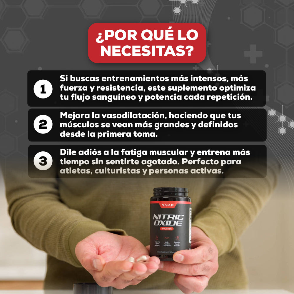 NITRIC OXIDE BOOSTER - Potenciador de Bombeo Muscular | 60 Cápsulas
